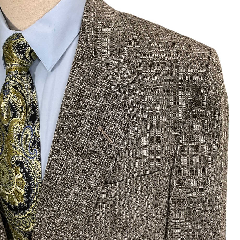 Cerruti 1881 Mens 47XL Beige Black Bespoke Wool Silk Luxury Jacket‎ VTG